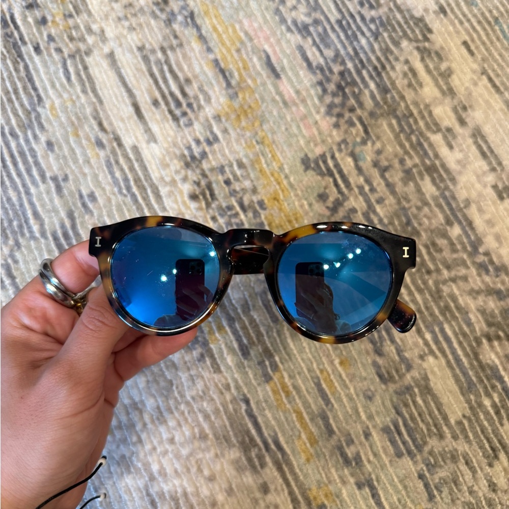 Tortoise Illesteva Sunglasses with Blue Lenses